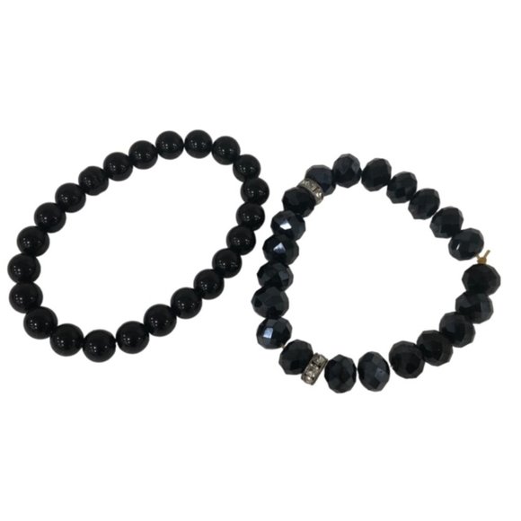 2 Pcs Set Stretchy Bead Bracelets For Women Black - Picture 4 of 5